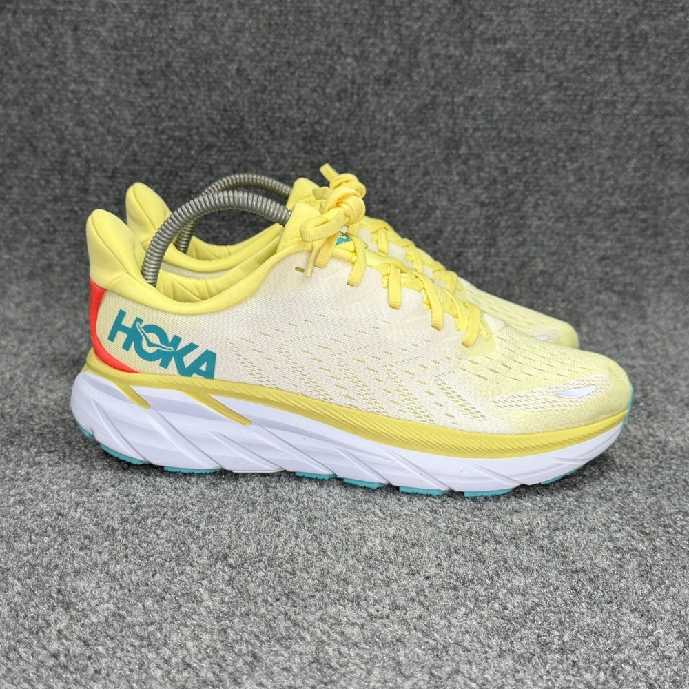 Hoka‎ Clifton 8 Running Shoes Men's 8 Yellow Athletic Run Training Sneakers